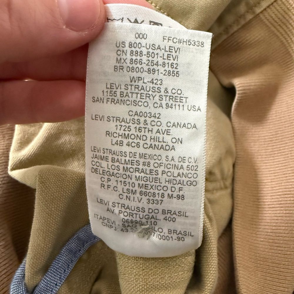 Levi's Bomber Jacket Mens Sz XL Tan Canvas Full Zip Button Mechanics 1155-1-8-73 - Picture 13 of 15